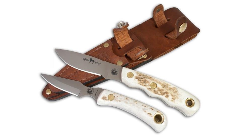Knives of Alaska Alpha Wolf S30V Cub Combo Stag Handle Knives, Natural 00367FG