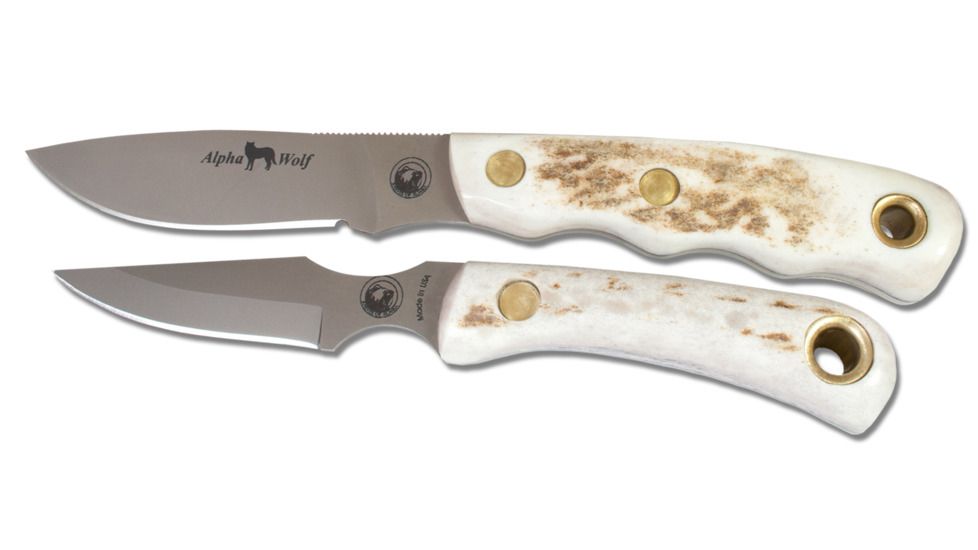 Knives of Alaska Alpha Wolf S30V Cub Combo Stag Handle Knives, Natural, 00367FG