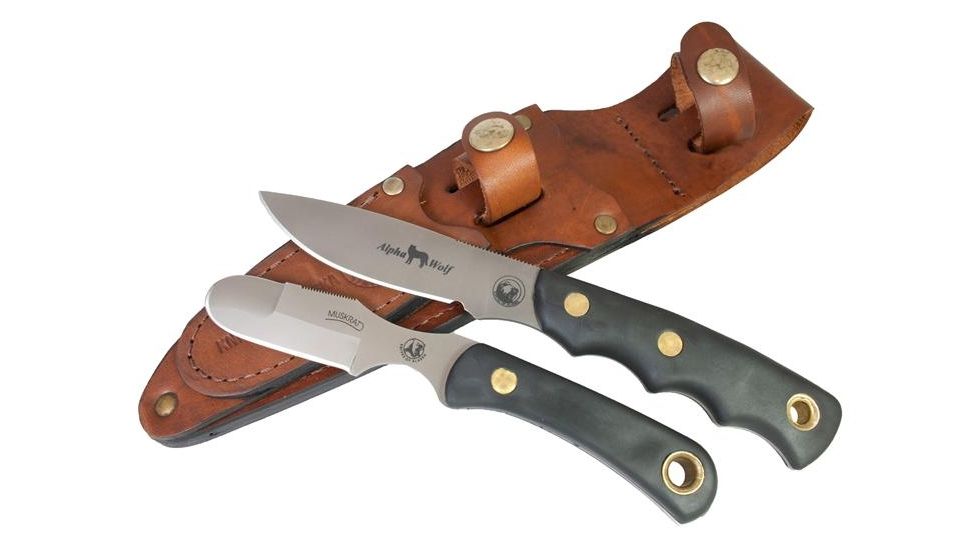 Knives of Alaska Alpha Wolf S30V Muskrat Combo Suregrip Handle Knives, Black 00370FG