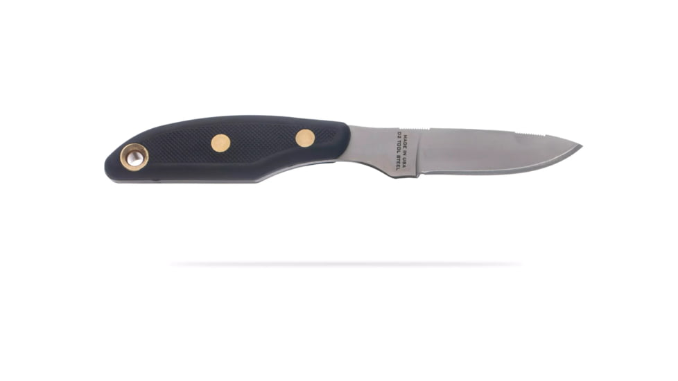 Knives of Alaska Badger Fixed Blade Knife, 2.64in, D2 Tool Steel, Drop Point Blade, Santoprene, Black Handle, 00040FG