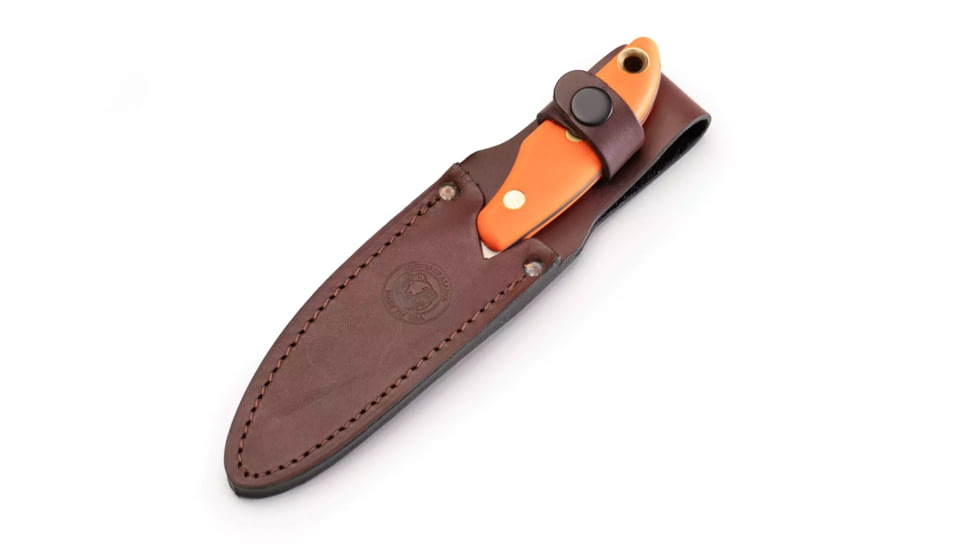 Knives of Alaska Badger Fixed Blade Knife, 2.64in, D2 Tool Steel, Drop Point Blade, Santoprene, Orange Handle, 00041FG