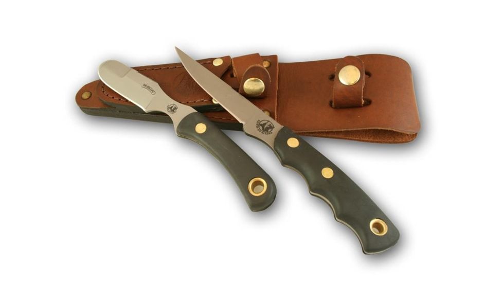 Knives of Alaska Jeager D2 Muskrat Combo Knives, Suregrip Handle, Black 00257FG