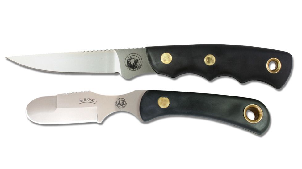 Knives of Alaska Jeager D2 Muskrat Combo Knives, Suregrip Handle, Black, 00257FG