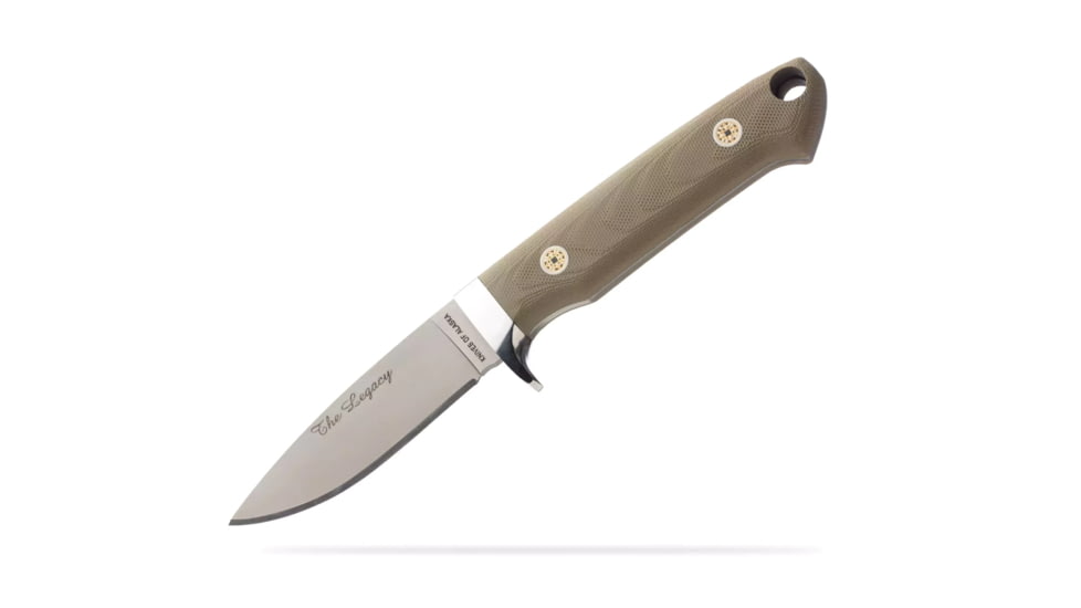 Knives of Alaska Legacy Fixed Blade Knife, 3.25in, Magnacut Stainless Steel, Drop Point Blade, OD G10, Olive Drab Green, 00966FG