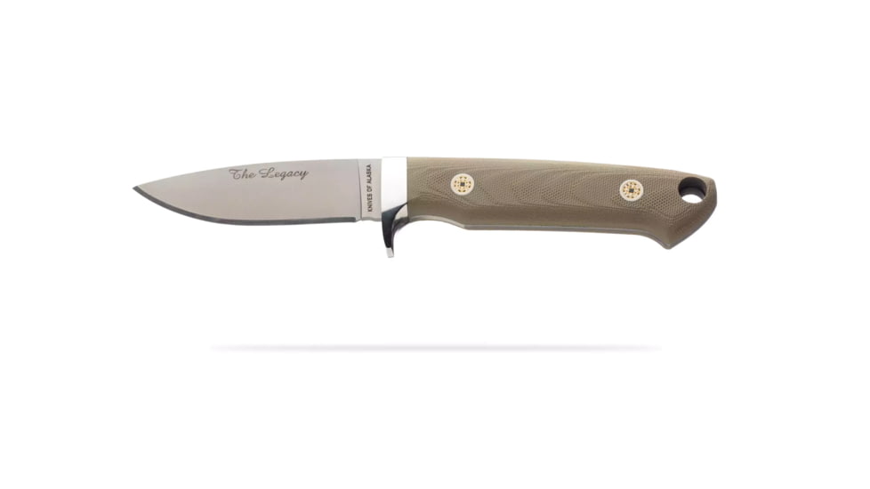 Knives of Alaska Legacy Fixed Blade Knife, 3.25in, Magnacut Stainless Steel, Drop Point Blade, OD G10, Olive Drab Green, 00966FG