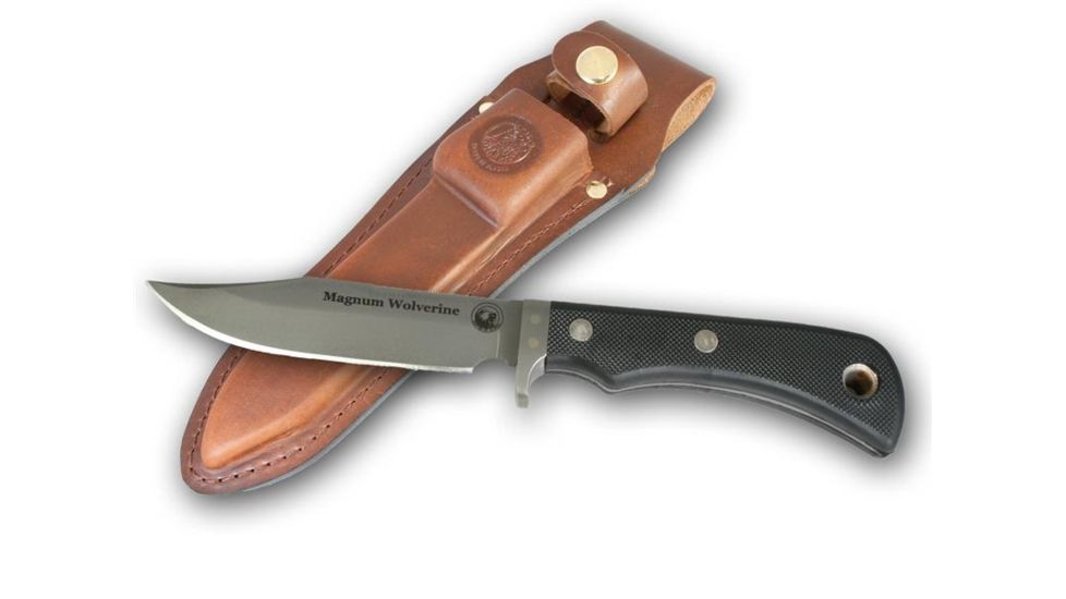 Knives of Alaska Magnum Wolverine D2 Knife, Suregrip Handle, Black 00158FG
