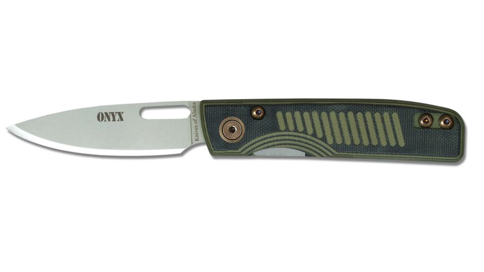 Knives of Alaska Onyx Liner Lock S30V Folding Knife, G10 Handle, Layered Olive Drab/Black, 00795FG