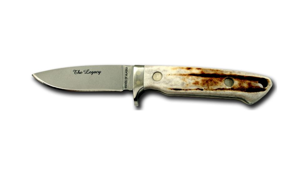 Knives of Alaska The Legacy D2 Fixed Blade Knife, Stag Handle, Natural 00950FG