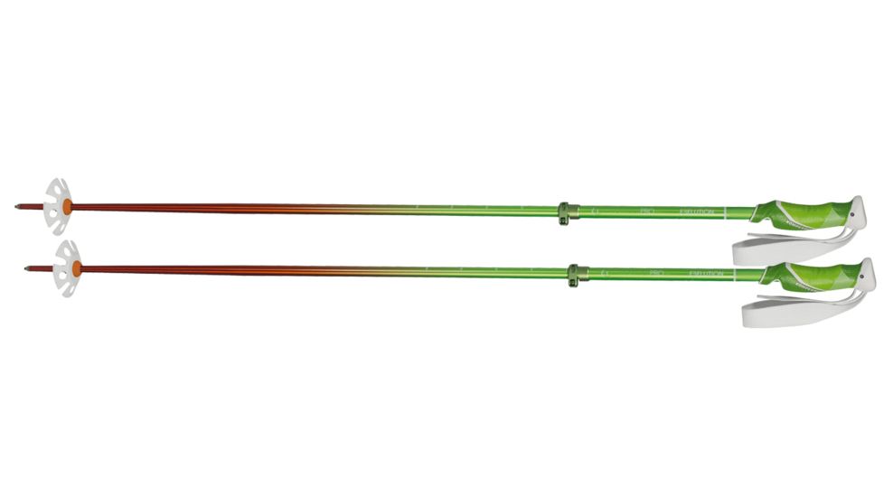 Komperdell Powder Pro Vario 105-135 cm Adjustable Ski Poles, Green/Orange 1842206-48