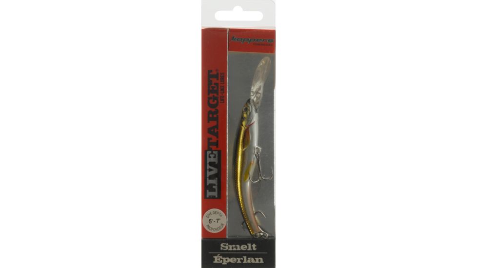 Koppers Live Target Rainbow Smelt Deep Dive Banana Bait Lure 3-5/8&quot; - Gold/Black 126088
