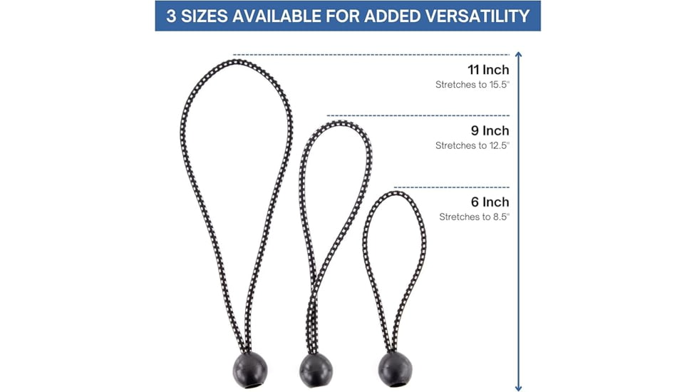 Kotap Black Ball Bungee, 6in, Black, 25Pk, BB-6B