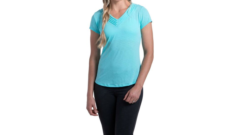 Sora Short Sleeve Top - Womens -Aquamarine-Small