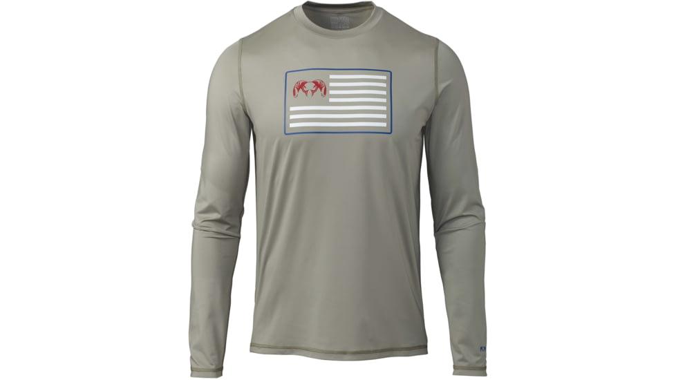 Kuiu Outlet Patriot Ram Flag AP Tech Long Sleeves T-Shirt - Mens, Bone, 3XL, 98118-BN-3XL