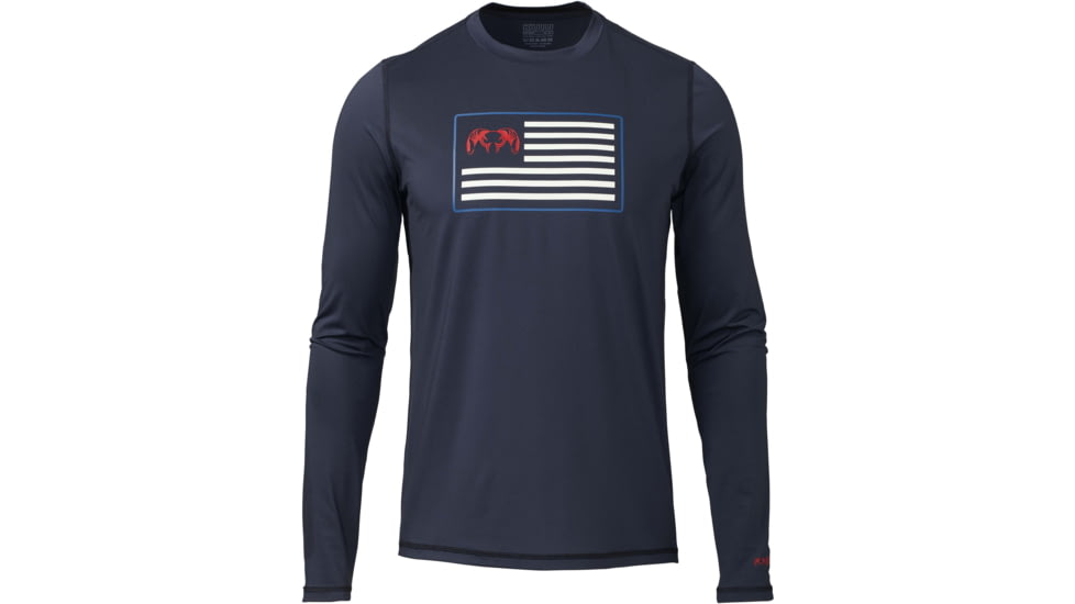 Kuiu Outlet Patriot Ram Flag AP Tech Long Sleeves T-Shirt - Mens, Steel Blue, 3XL, 98118-SB-3XL