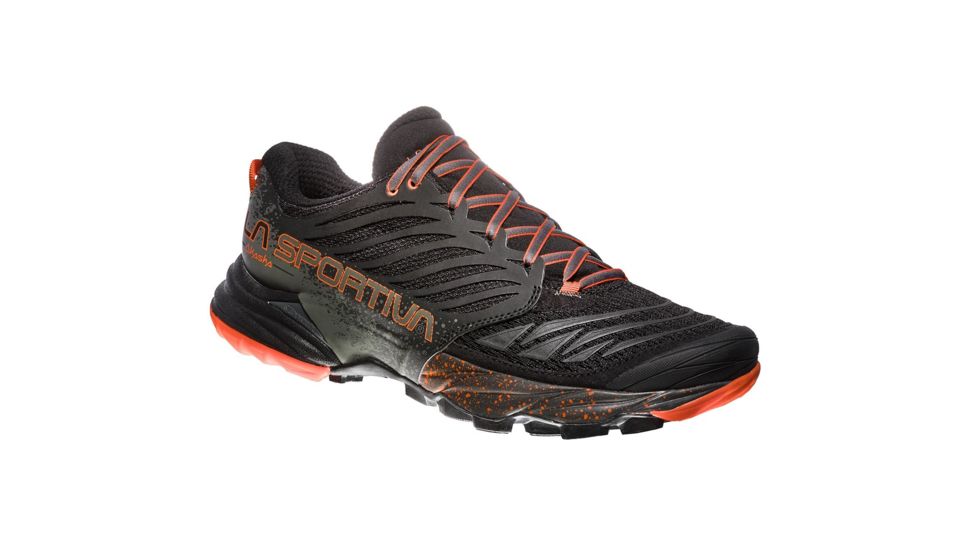 La Sportiva Akasha Trail Running Shoe - Mens, Black/Tangerine, 43, 26Y-999202-43