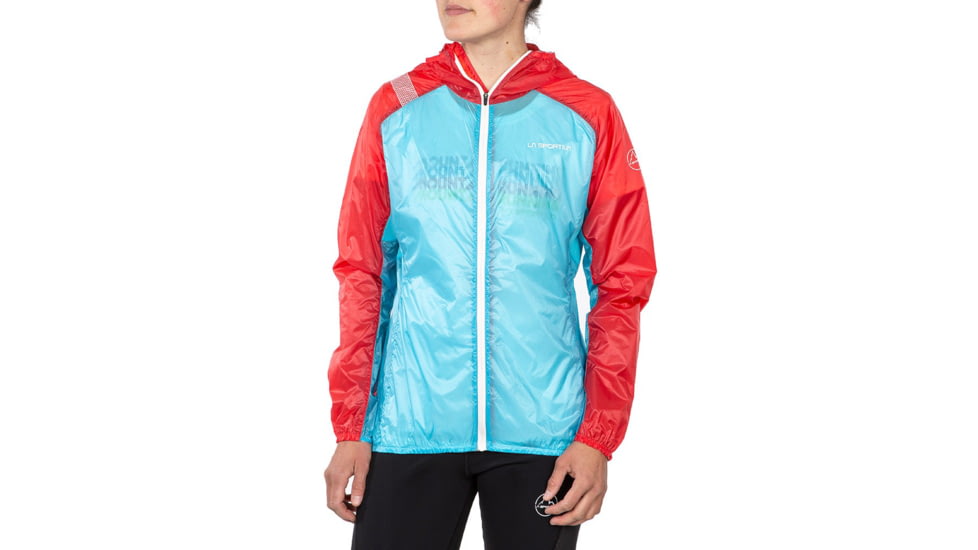 La Sportiva Briza Windbreaker Jacket - Women's, Malibu Blue/Hibiscus, Extra Small, Q09-602402-XS