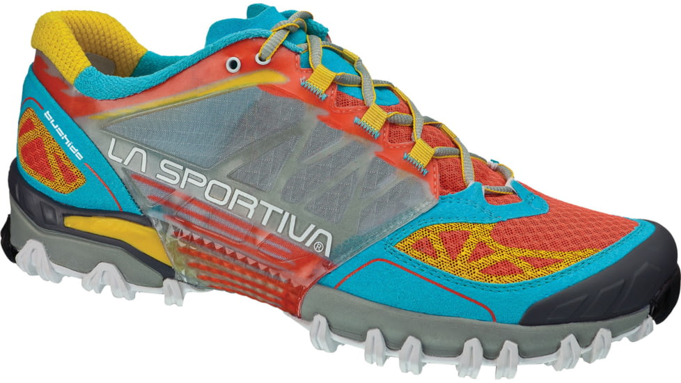 La Sportiva Bushido Trail Running Shoe - Women's-Coral/Blue-Medium-39.5