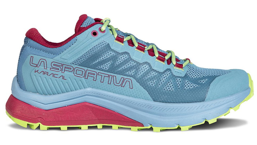 La Sportiva Karacal Running Shoes - Womens, Topaz/Red Plum, 37.5, Medium, 46V-624502-37.5