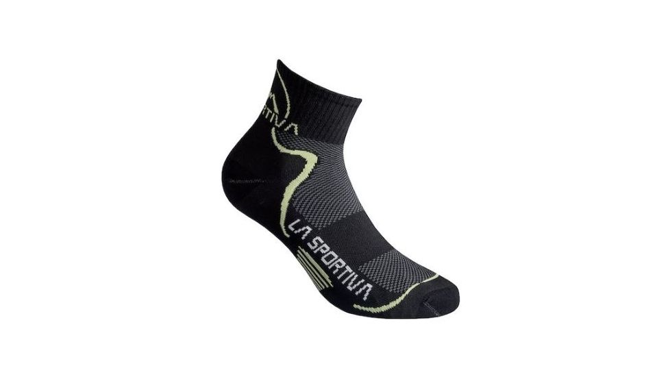 La Sportiva Mid Distance Socks, Black/Apple Green, Small, 29T-999705-S