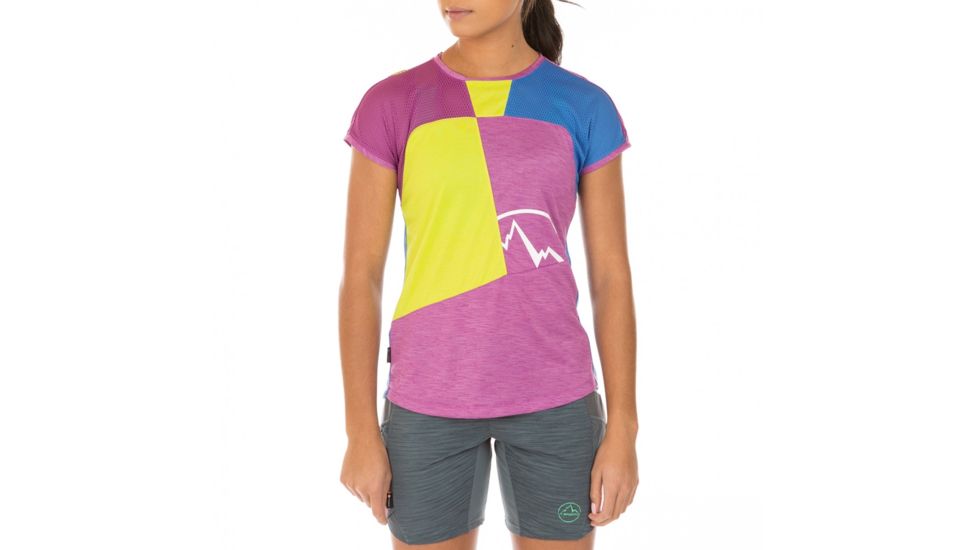 La Sportiva Push T-Shirt - Women's, Purple/Apple Green, Medium I86-500705-M