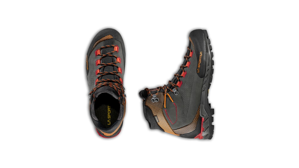 La Sportiva Trango Tech Leather GTX Mountaineering Shoes - Mens, Carbon/Hawaiian Sun, 46.5, 21S-900208-46.5