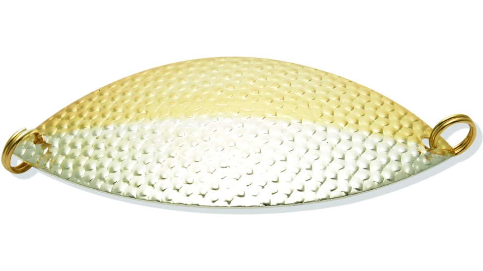 Lake Clear Wabbler Attractor Spoon, #1 1/2 &amp; 1/2 3-1/8in No Hook, 1/3oz, Silver/Gold Nu-Wrinkle, LCW1HSGN-HHSGN