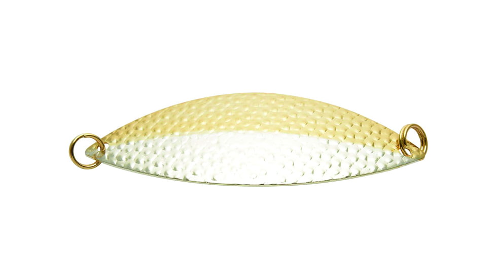 Lake Clear Wabbler Attractor Spoon, #3 1/2 &amp; 1/2 3in No Hook, 1/4oz, Silver/Gold Nu-Wrinkle, LCW3HSGN-HHSGN