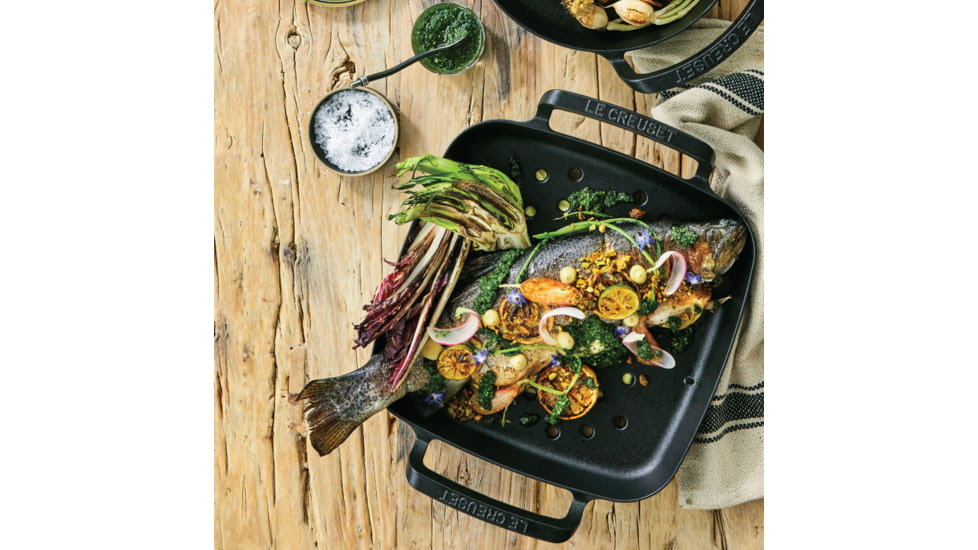 Le Creuset Alpine Outdoor Collection - Square Grill Basket, Matte Black, 12in, 20271030000001