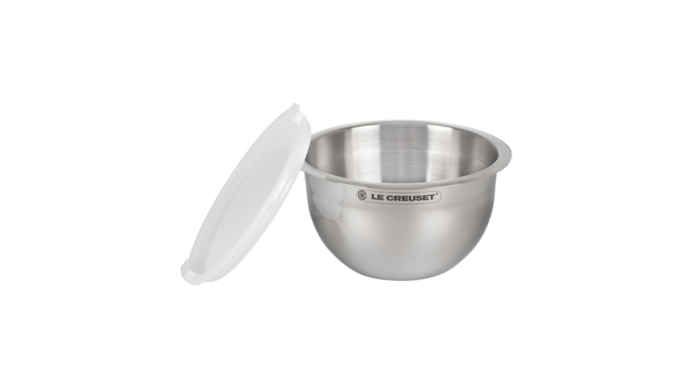 Le Creuset Nested Mixing Bowls w/ Nonslip Silicone Base &amp; Plastic Air Tight Lids, Steel, ST00007000001005