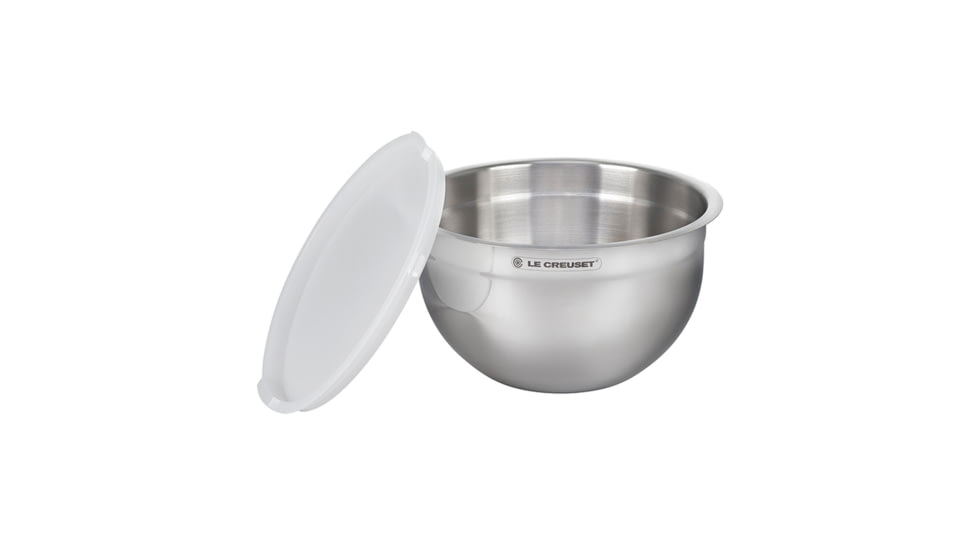 Le Creuset Nested Mixing Bowls w/ Nonslip Silicone Base &amp; Plastic Air Tight Lids, Steel, ST00007000001005