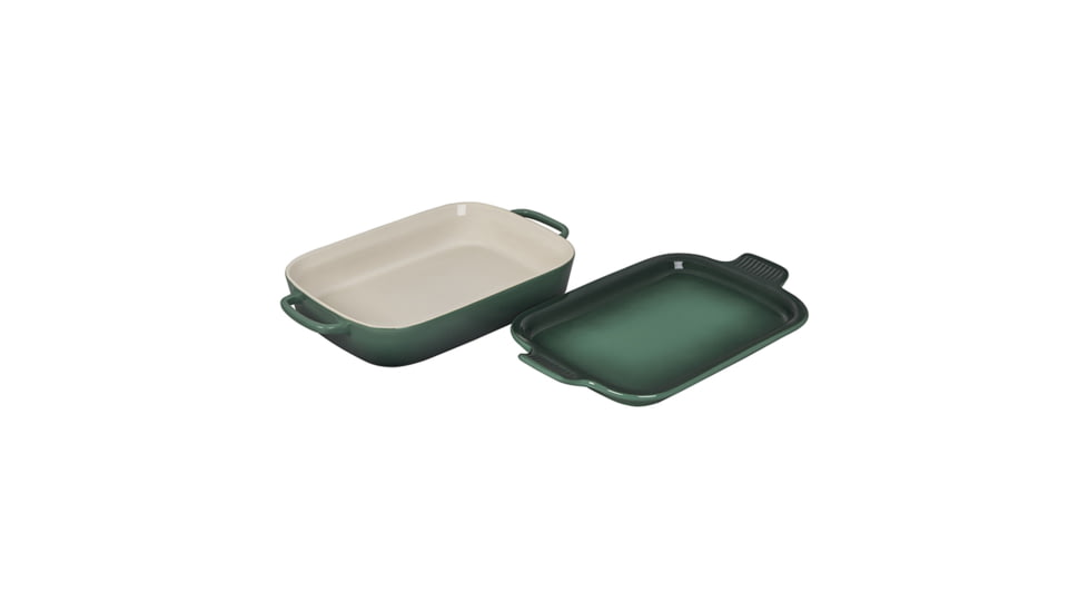 Le Creuset Rectangular Dish w/ Platter Lid, Artichaut, 14 3/4x9x2 1/2in, ST01043000795002