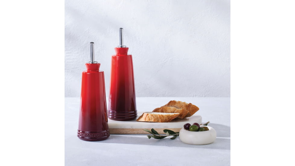 Le Creuset Signature Oil &amp; Vinegar Set, Cerise, 10oz, ST00546000060001