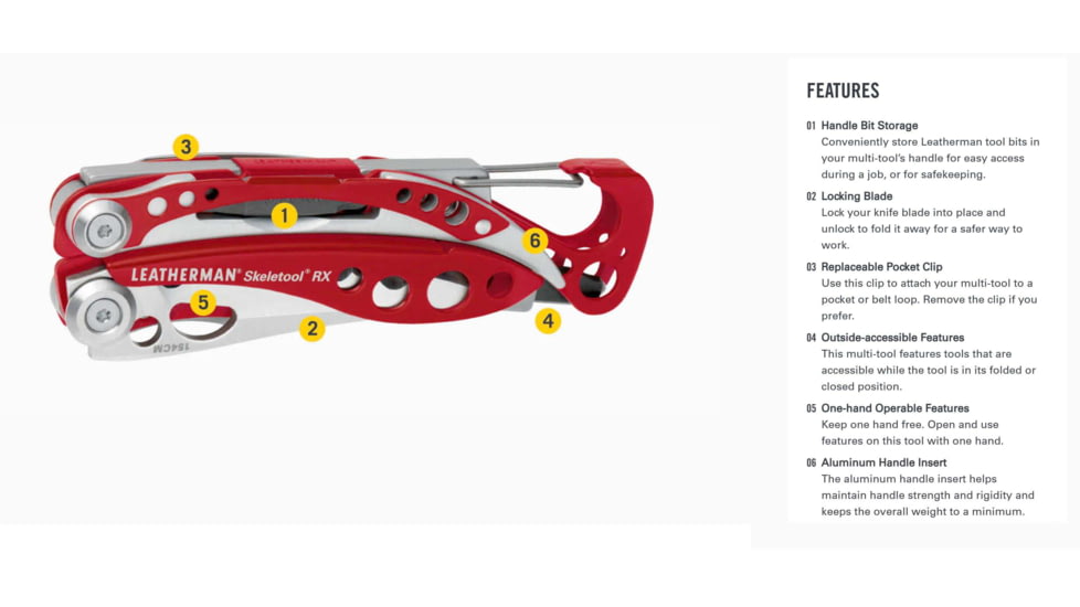 Leatherman Skeletool RX No Sheath Knife, Red, 832306