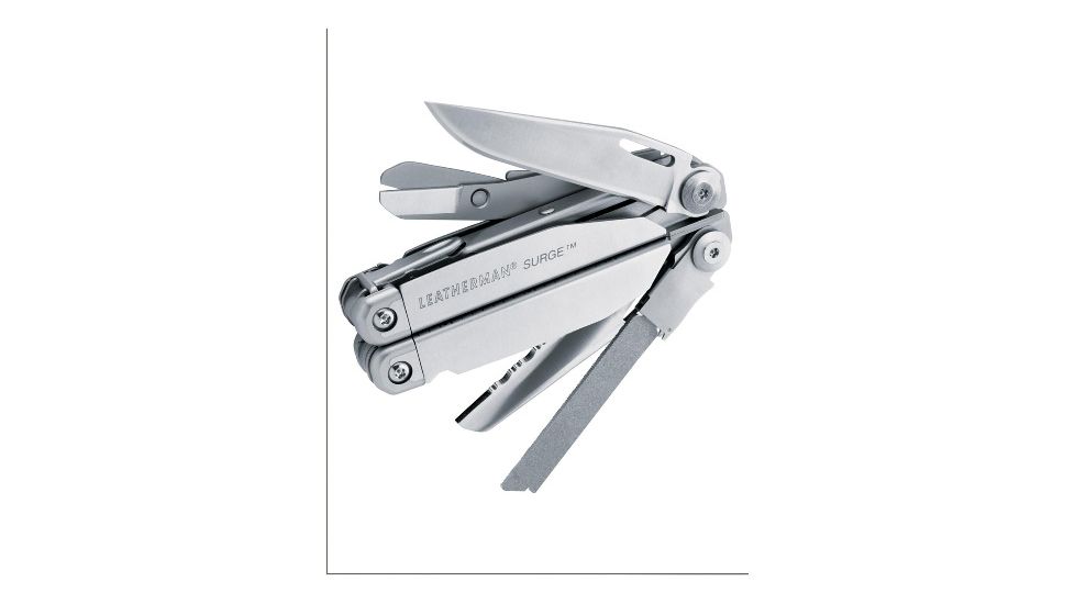 Leatherman Surge  Standard Stainless Finish w/ Sheath Partially Open 830159A