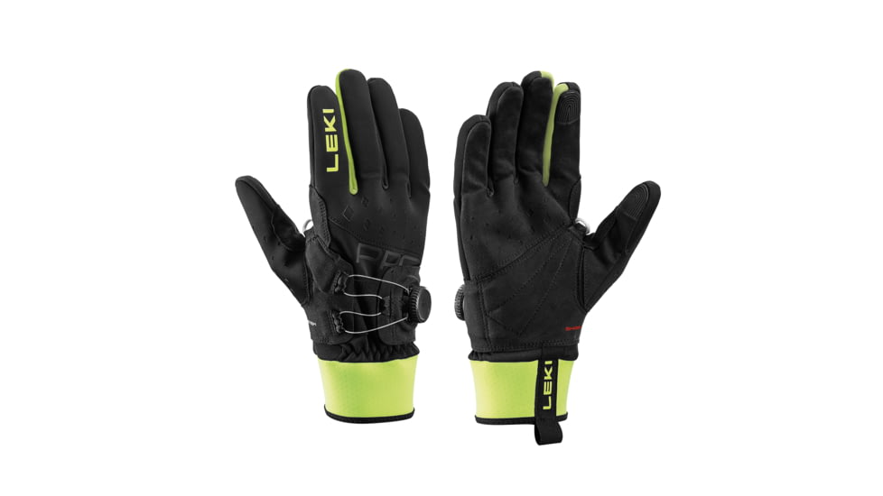 Leki Prc Boa Shark Gloves - Men's, Black/Neon Yellow, Small, 652906301070