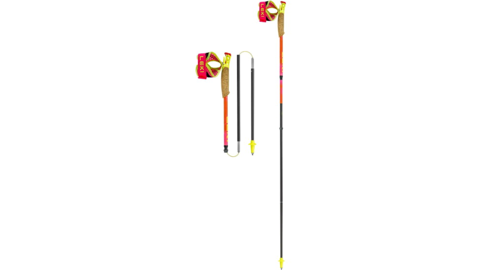 Leki Ultratrail FX.One Superlite Past Seasons Trekking Poles, Neon Pink/Pastel Orange/Neon Yellow, 110cm, 65625842110