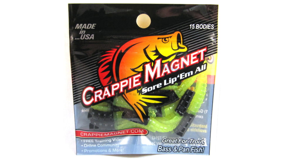 Leland Crappie Magnet 15 Pc. Body Pack, Black/Chartreuse, 87273