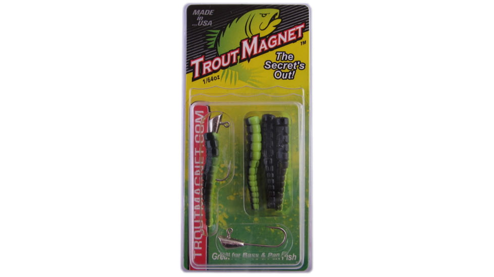 Leland Trout Magnet 9 Pc. Pack, 1/64 oz, 7 Bodies and 2-1/64 oz Size 8 Jigheads, Black/Green, 87501