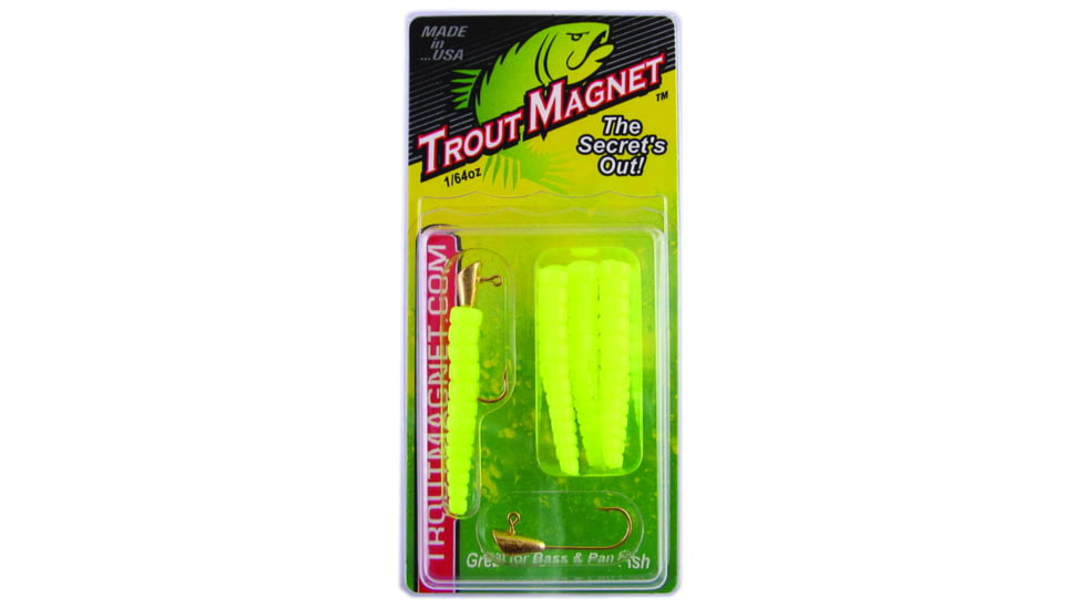 Leland Trout Magnet 9 Pc. Pack, 1/64 oz, 7 Bodies and 2-1/64 oz Size 8 Jigheads, Chartreuse, 87673