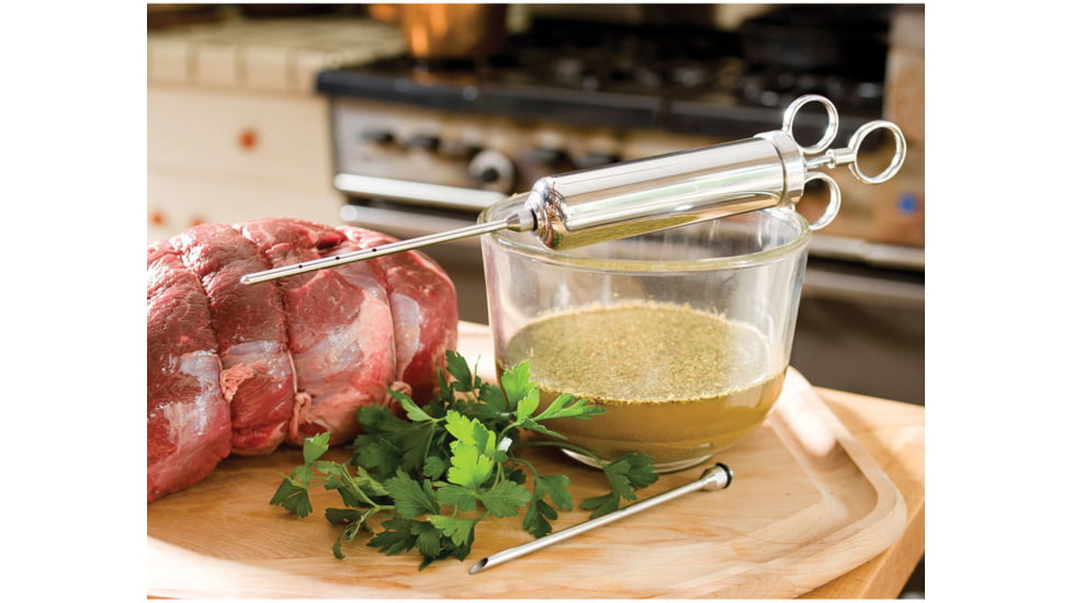 LEM Products 4oz Metal Meat Injector with 2 needles, Chrome, 839