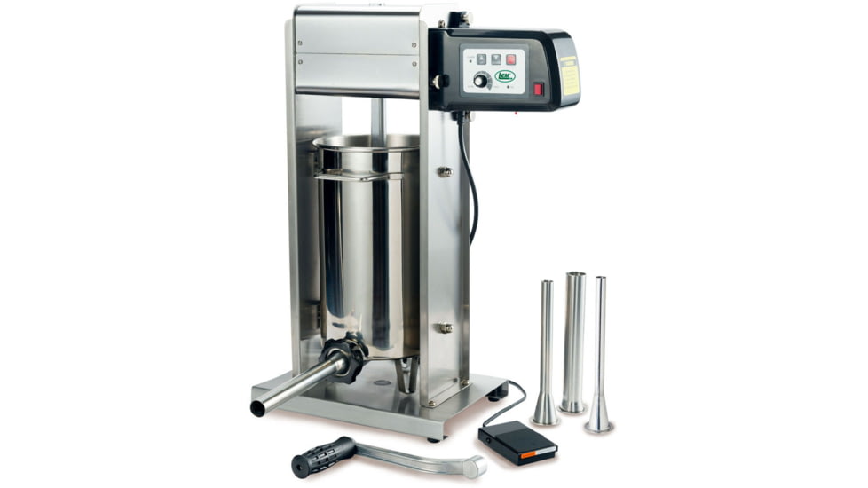 LEM Products Big Bite 20lb Motorized Stuffer w/Motor and 4 Stainless Steel Tubes, Stainless, 1219