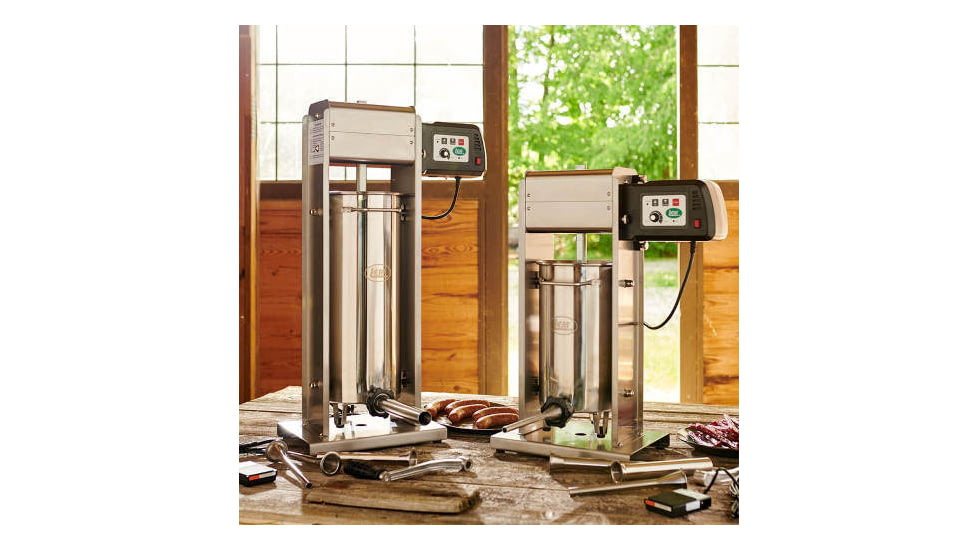 LEM Products Big Bite 20lb Motorized Stuffer w/Motor and 4 Stainless Steel Tubes, Stainless, 1219