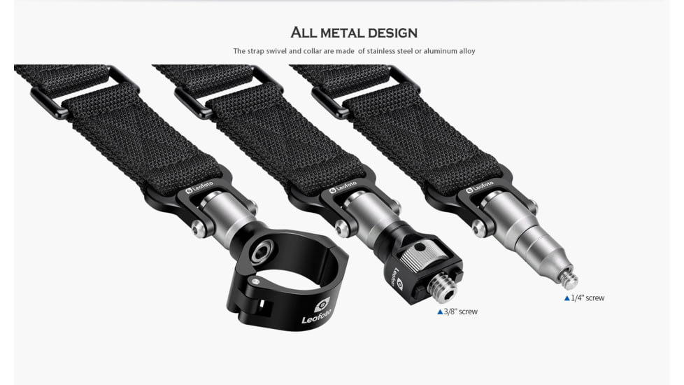 Leofoto 36LS Push Button Quick Detach Modular Tripod Strap, Black, Strap-36LS