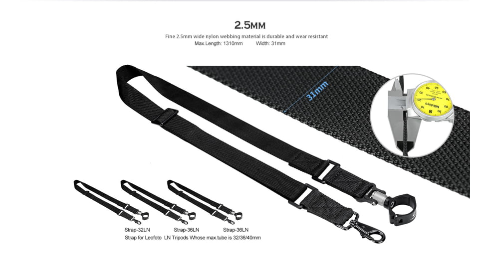 Leofoto 40LN Push Button Quick Detach Modular Tripod Strap, Black, Strap-40LN