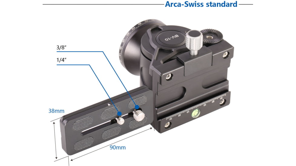 Leofoto BV-10 Fluid Head for Optics up to 11 lb w/Handle, Arca Compatible, Black, BV-10