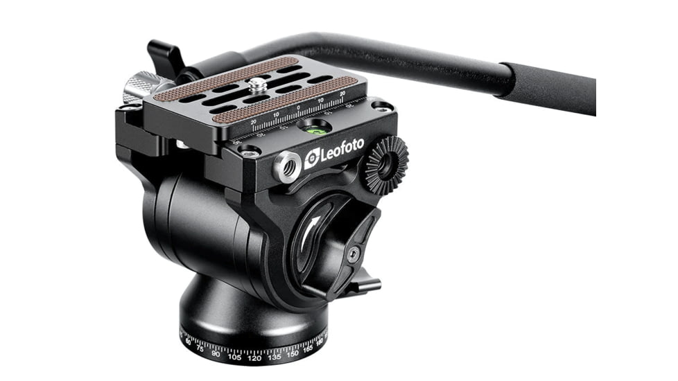 Leofoto BV-5 Mini Fluid Head for Optics w/ Standard Handle, Arca Compatible, Black, BV-5