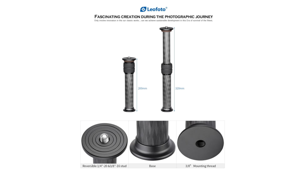Leofoto DC-282C Carbon Fiber Add-On Center Column, Black, DC-282C