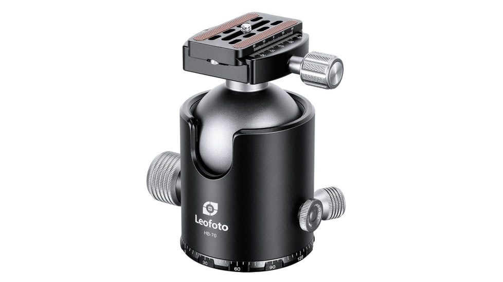 Leofoto HB-70 70mm Pro Heavy-Duty Ball Head w/Quick Release Plate &amp; Case, Black, HB-70