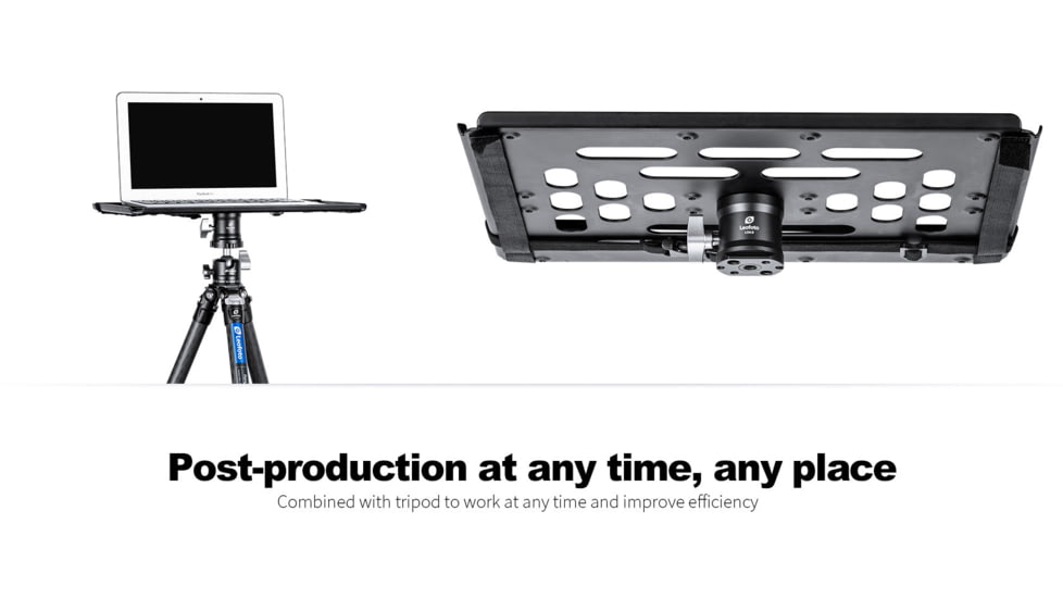 Leofoto LCH-2 16 Lapto /Projector Tray/Combined w/ Tripod 3/8 &amp;1/4 Mounting Sockets/Arca Swiss Dovetail Panning Base, Black, LCH-2