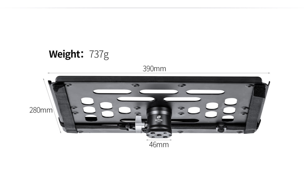 Leofoto LCH-2 16 Lapto /Projector Tray/Combined w/ Tripod 3/8 &amp;1/4 Mounting Sockets/Arca Swiss Dovetail Panning Base, Black, LCH-2